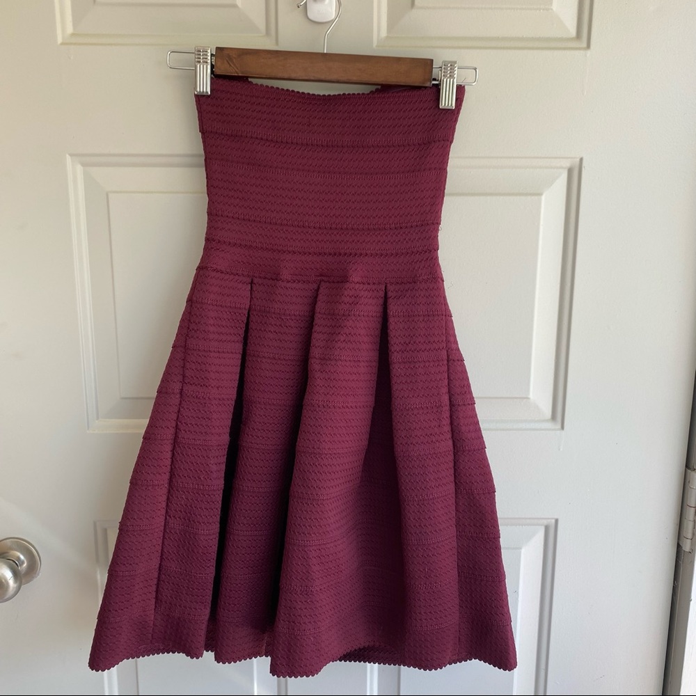 EXPRESS Burgundy Sleeveless Fit & Flare Dress - Picture 6 of 7